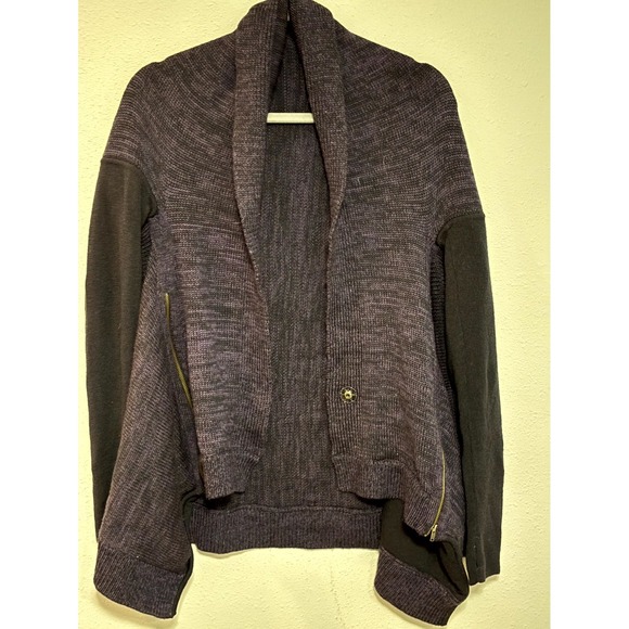 Lululemon Wrap It Up Cardigan Sweater Womens 10 Purple Merino Wool Sweat Wicking - Picture 2 of 8